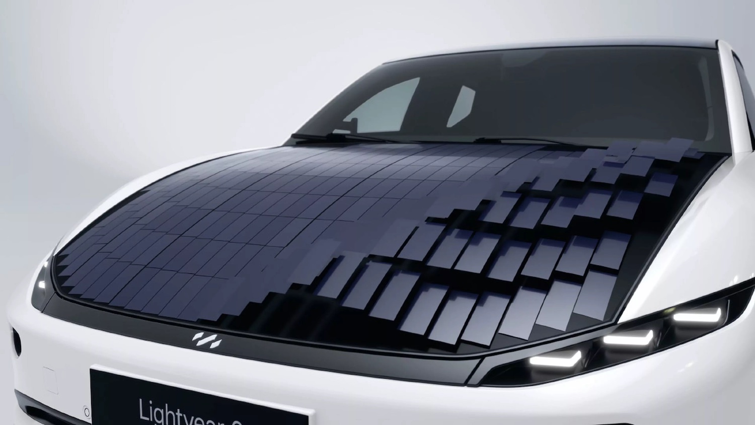 Example of how solar cells fit on the Lightyear vehicle's hood