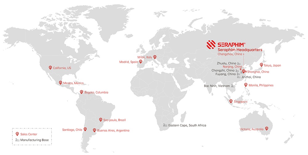 Global map of Seraphim manufacturing locations