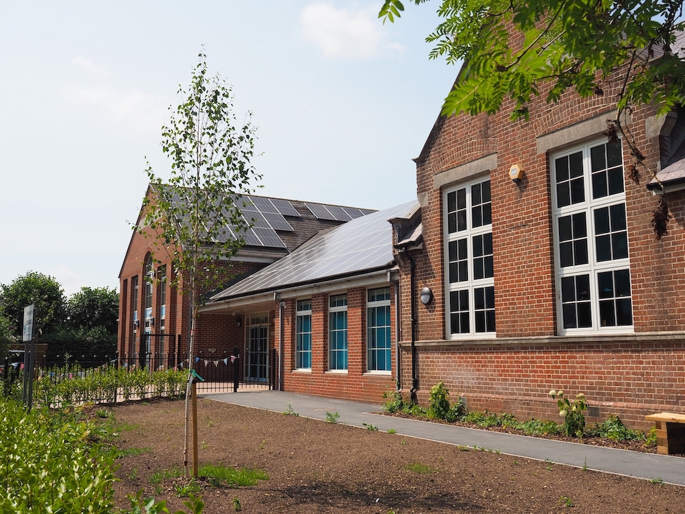 solar array on a school rooftop